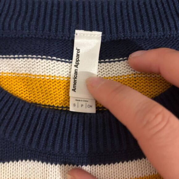 American Apparel size Small Nautical Bright Colorful 90s Style Striped Sweater - Picture 3 of 4